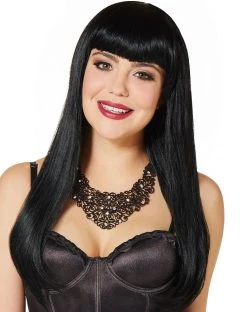Spirit Halloween Long Black Wig with Bangs