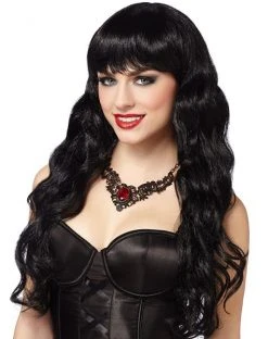 Spirit Halloween Long Black Curly Wig