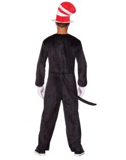 Spirit Halloween Adult Cat in the Hat One Piece Costume - Dr. Seuss -MELONHALLOW Sales 01253954 c