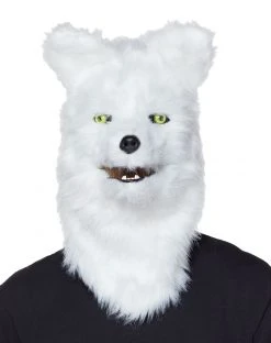 Spirit Halloween Moving Mouth White Wolf Full Mask
