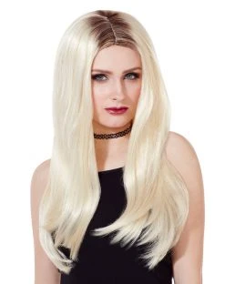 Spirit Halloween Blonde Black Roots Wig