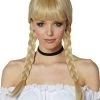 Spirit Halloween Blonde Braided Pigtail Wig with Bangs -MELONHALLOW Sales 01385434 a
