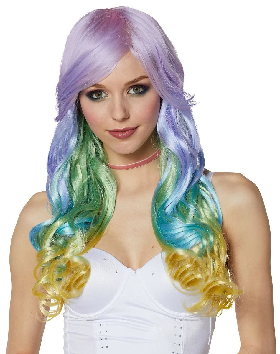 Spirit Halloween Pastel Rainbow Ombre Curly Wig 3 Spirit Halloween Pastel Rainbow Ombre Curly Wig