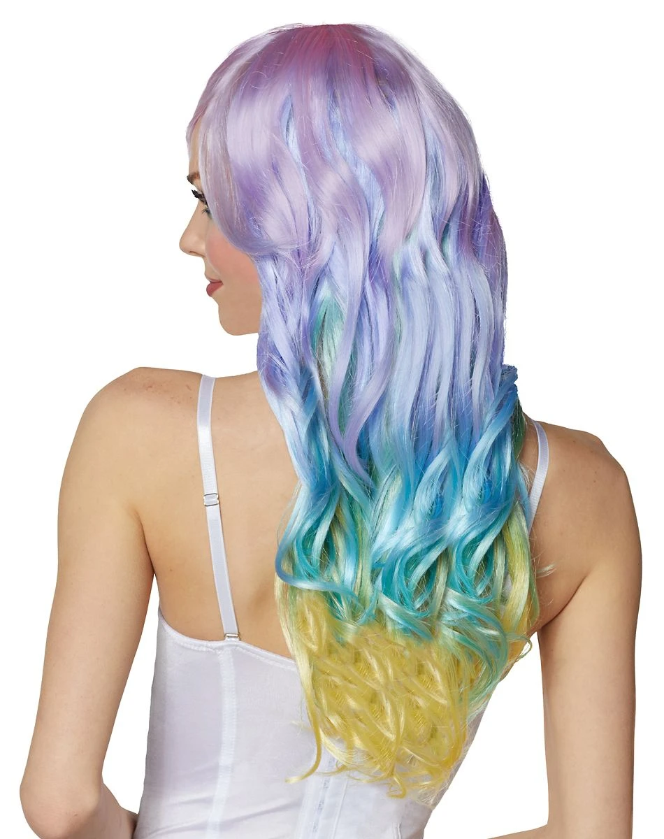 Spirit Halloween Pastel Rainbow Ombre Curly Wig 4 Spirit Halloween Pastel Rainbow Ombre Curly Wig - Image 2