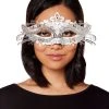 Spirit Halloween White and Silver Filigree Eye Half Mask -MELONHALLOW Sales 01408160 a