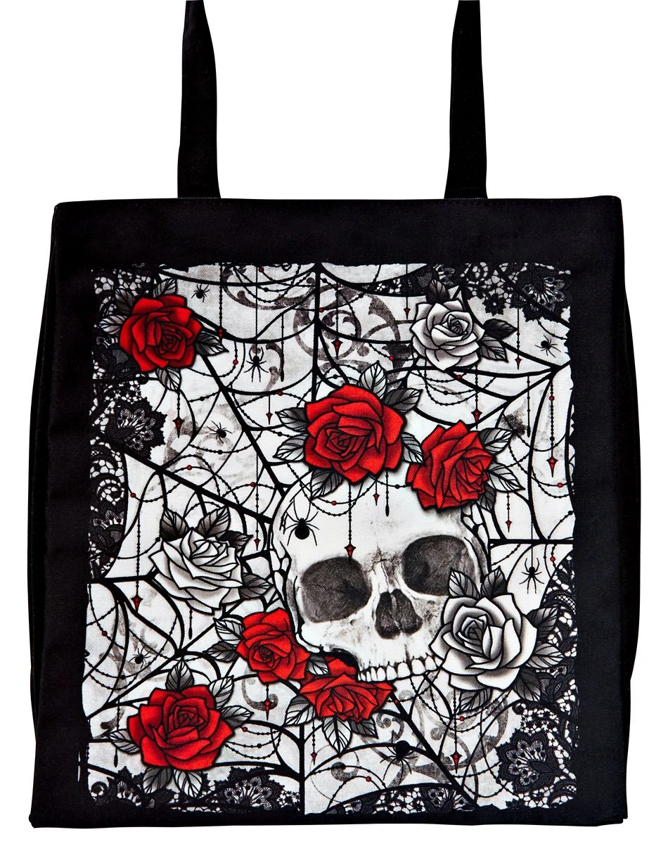 Spirit Halloween Skull and Roses Tote Bag 4 Spirit Halloween Skull and Roses Tote Bag - Image 2