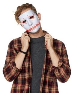 Spirit Halloween White and Red EL Wire Half Mask
