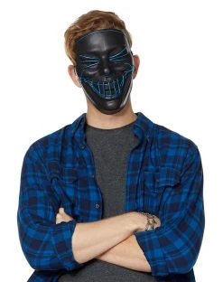 Spirit Halloween Black and Blue EL Wire Half Mask