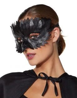 Spirit Halloween Black Crow Half Mask Deluxe -MELONHALLOW Sales 01429364 b