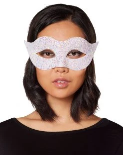 Spirit Halloween White Glitter Eye Half Mask