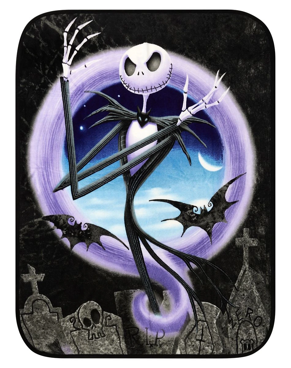 Spirit Halloween Graveyard Jack Skellington Fleece Blanket - The Nightmare Before Christmas 3 Spirit Halloween Graveyard Jack Skellington Fleece Blanket - The Nightmare Before Christmas
