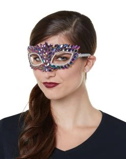 Spirit Halloween Rhinestone Oil Slick Eye Half Mask -MELONHALLOW Sales 01465335 b