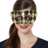 Spirit Halloween Black and Gold Checkered Mask 1 Spirit Halloween Black and Gold Checkered Mask -MELONHALLOW Sales 01465442 a