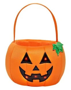 Spirit Halloween Light-Up Pumpkin Plush Treat Bucket