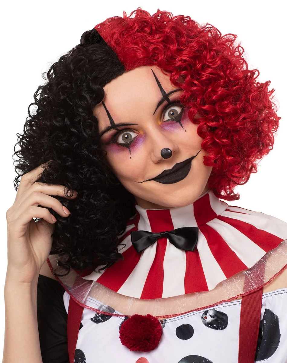 Spirit Halloween Red and Black Curly Wig 3 Spirit Halloween Red and Black Curly Wig