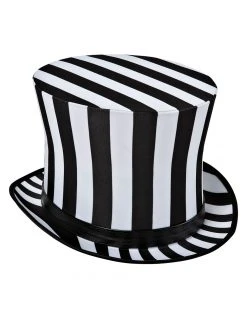 Spirit Halloween Black and White Striped Top Hat