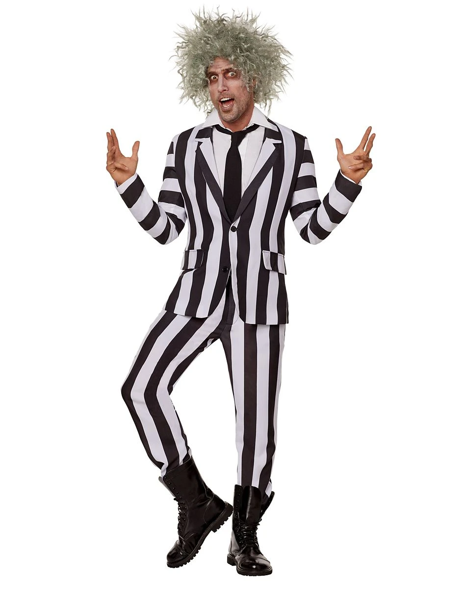 Spirit Halloween Adult Beetlejuice Striped Suit 4 Spirit Halloween Adult Beetlejuice Striped Suit - Image 2