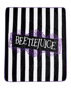 Spirit Halloween Reversible Beetlejuice Fleece Blanket -MELONHALLOW Sales 01488022 c