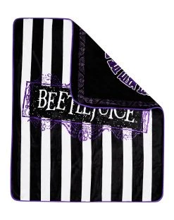 Spirit Halloween Reversible Beetlejuice Fleece Blanket -MELONHALLOW Sales 01488022 d
