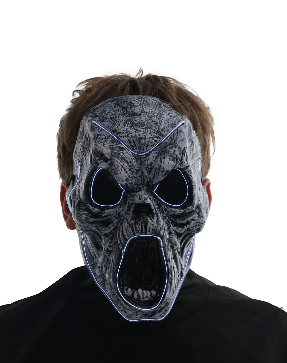 Spirit Halloween Light-Up EL Wire Wailing Spirit Half Mask 3 Spirit Halloween Light-Up EL Wire Wailing Spirit Half Mask