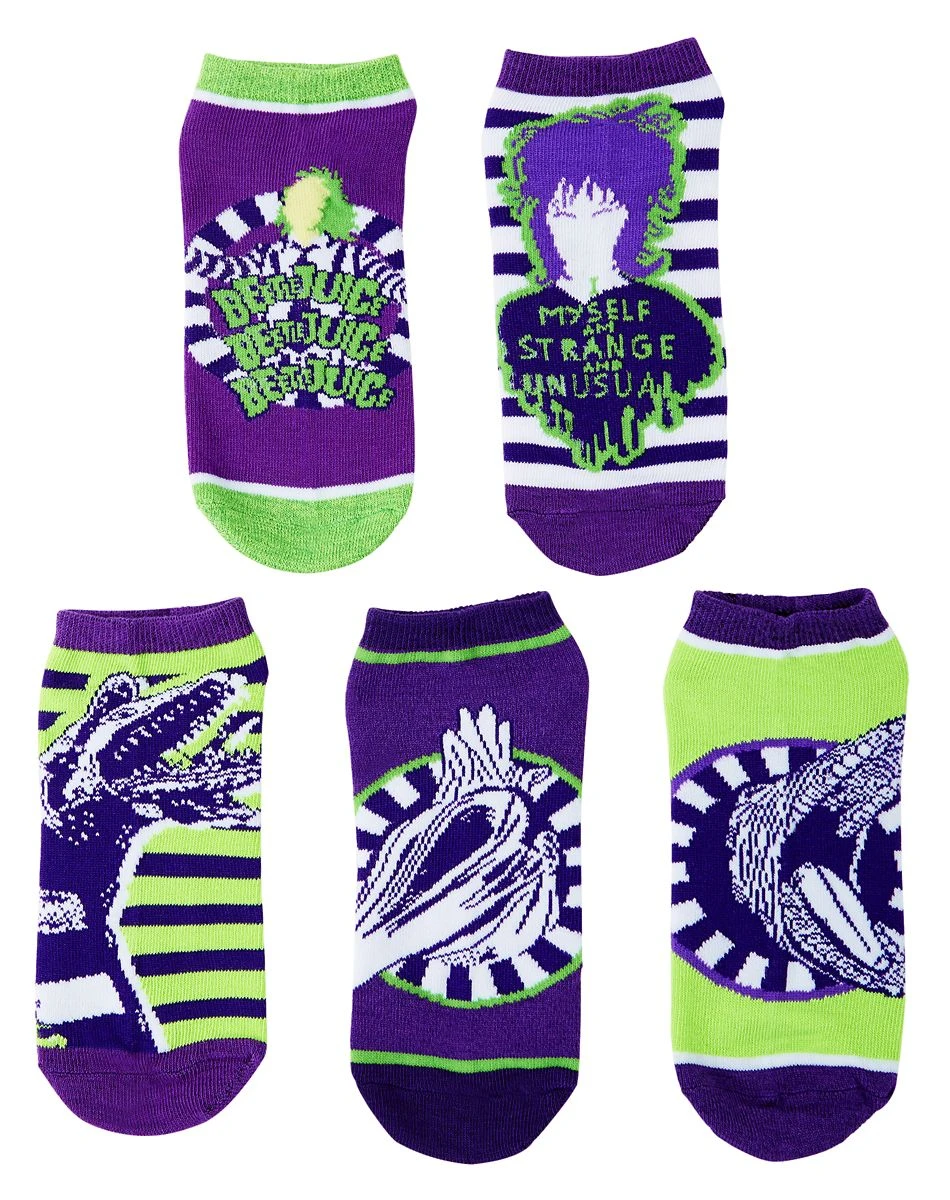 Spirit Halloween Beetlejuice Ankle Socks - 5 Pair 3 Spirit Halloween Beetlejuice Ankle Socks - 5 Pair