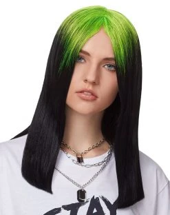 Spirit Halloween Green and Black Ombre Wig