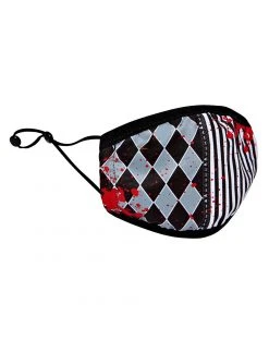 Spirit Halloween Kids Bloody Checkered Stripes Face Mask -MELONHALLOW Sales 01510171 b
