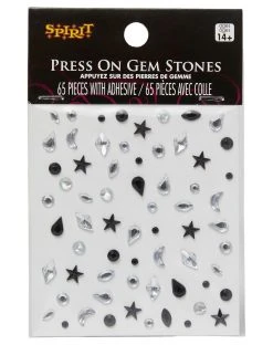Spirit Halloween Black and Silver Press On Gem Stones -MELONHALLOW Sales 01517192 b