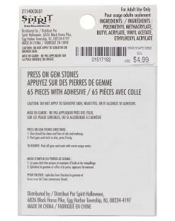 Spirit Halloween Black and Silver Press On Gem Stones -MELONHALLOW Sales 01517192 c