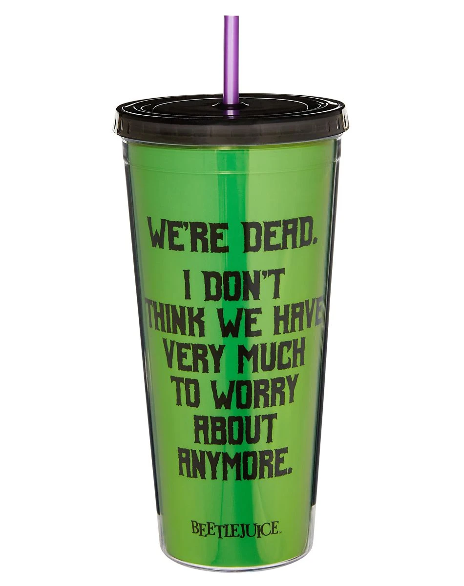 Spirit Halloween We're Dead Beetlejuice Cup with Straw 4 Spirit Halloween We're Dead Beetlejuice Cup with Straw - Image 2