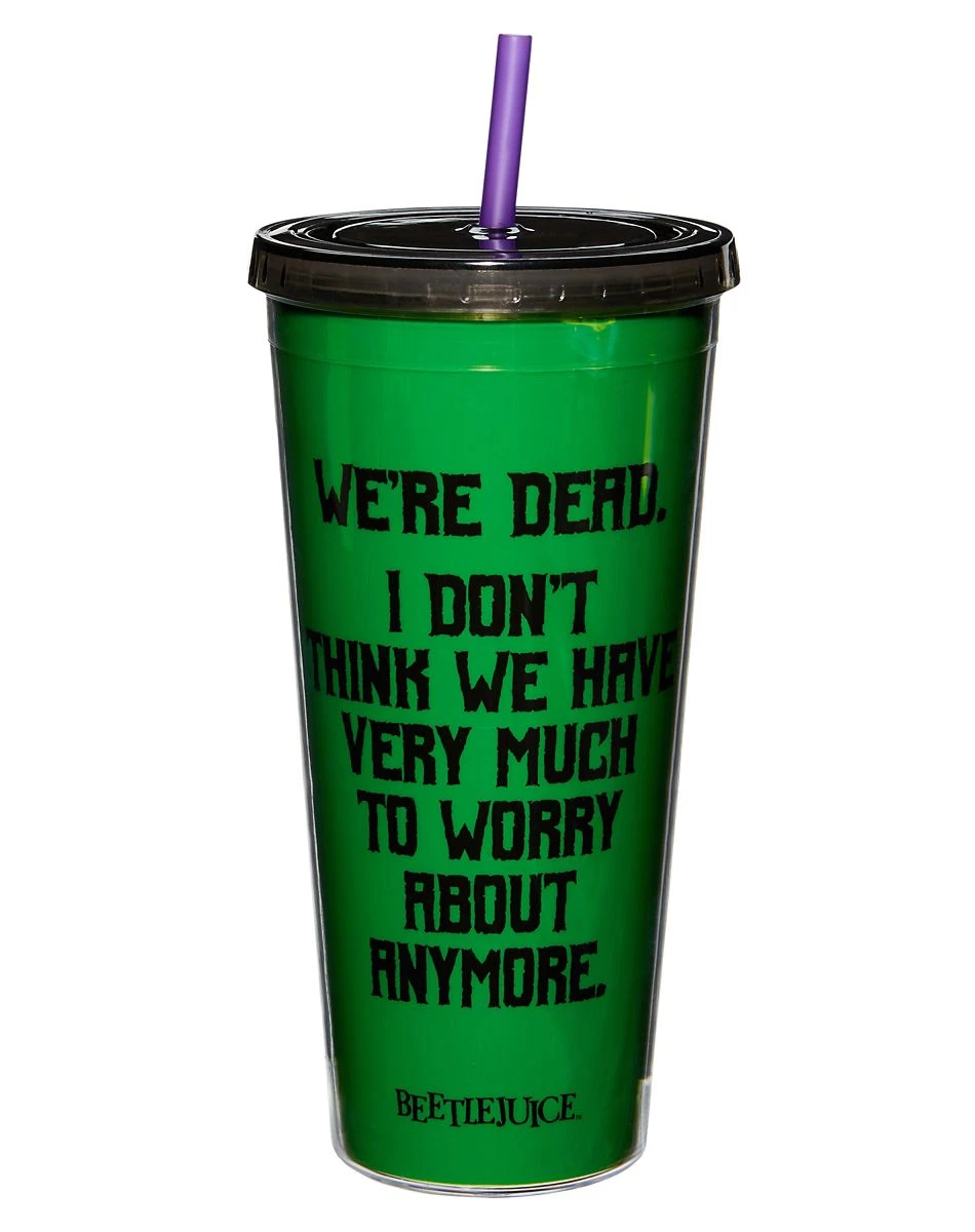 Spirit Halloween We're Dead Beetlejuice Cup with Straw 5 Spirit Halloween We're Dead Beetlejuice Cup with Straw - Image 3