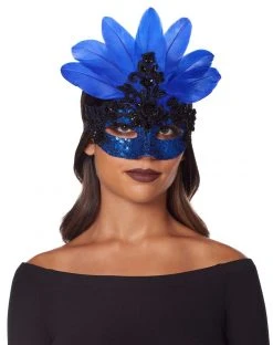 Spirit Halloween Blue Feather Eye Mask