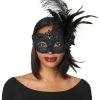 Spirit Halloween Black Sparkle Feather Eye Mask 2 Spirit Halloween Black Sparkle Feather Eye Mask -MELONHALLOW Sales 01530724 a