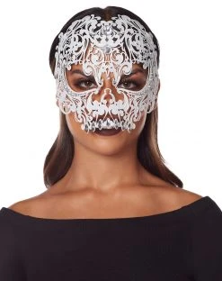 Spirit Halloween White Metal Skeleton Eye Mask