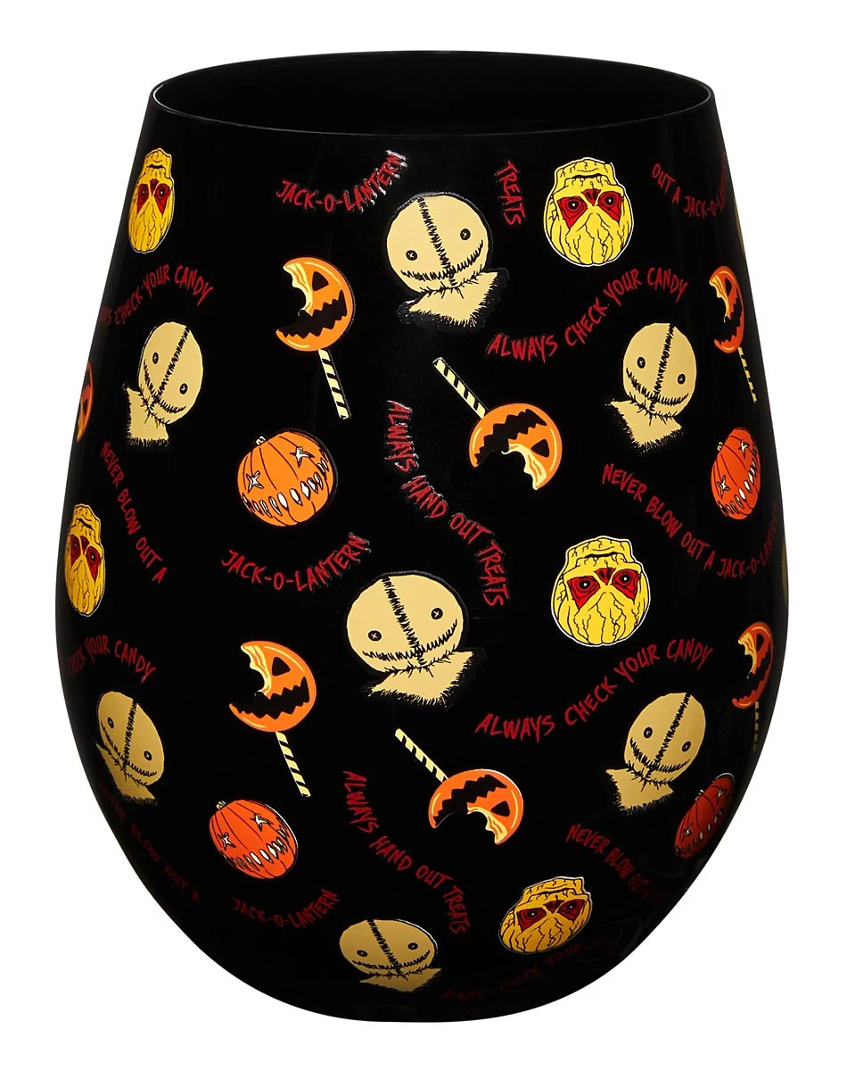 Spirit Halloween Trick r' Treat Pattern Stemless Glass 20 oz. - Trick 'r Treat 3 Spirit Halloween Trick r' Treat Pattern Stemless Glass 20 oz. - Trick 'r Treat