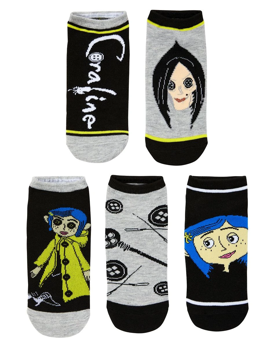 Spirit Halloween Coraline Ankle Socks - 5 Pair 3 Spirit Halloween Coraline Ankle Socks - 5 Pair