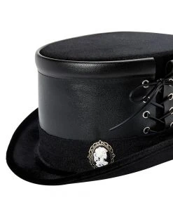 Spirit Halloween Black Gothic Top Hat -MELONHALLOW Sales 01542570 e
