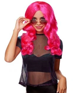 Spirit Halloween Hollywood Glam Curls Wig Pink
