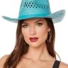 Spirit Halloween Blue Straw Cowboy Hat