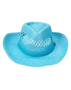 Spirit Halloween Blue Straw Cowboy Hat -MELONHALLOW Sales 01573013 d