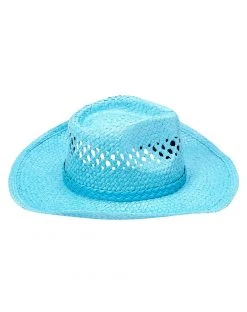 Spirit Halloween Blue Straw Cowboy Hat -MELONHALLOW Sales 01573013 f