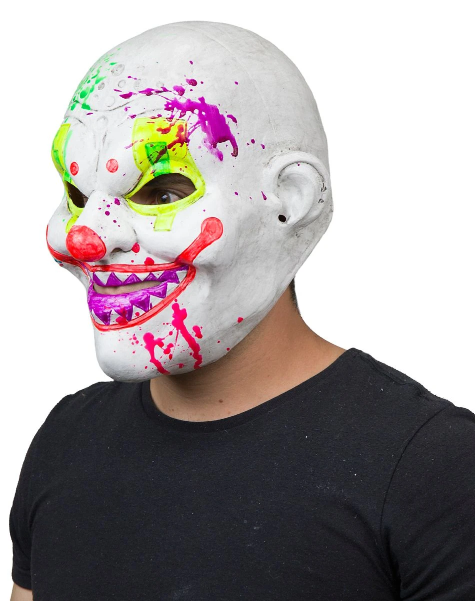 Spirit Halloween Black Light Neon Clown Full Mask 4 Spirit Halloween Black Light Neon Clown Full Mask - Image 2