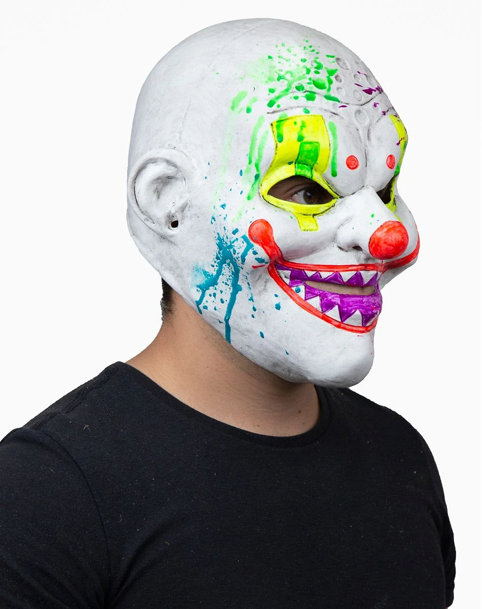 Spirit Halloween Black Light Neon Clown Full Mask 7 Spirit Halloween Black Light Neon Clown Full Mask - Image 5