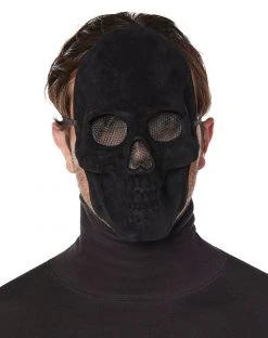 Spirit Halloween Black Velvet Skull Half Mask