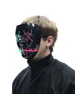 Spirit Halloween Light-Up El Wire Green and Pink Stitched Half Mask 6 Spirit Halloween Light-Up El Wire Green and Pink Stitched Half Mask -MELONHALLOW Sales 01581735 b