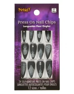 Spirit Halloween Black Widow Witch Press On Nails -MELONHALLOW Sales 01582337 c