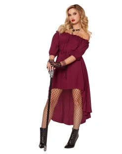 Spirit Halloween Adult Burgundy Peasant Dress