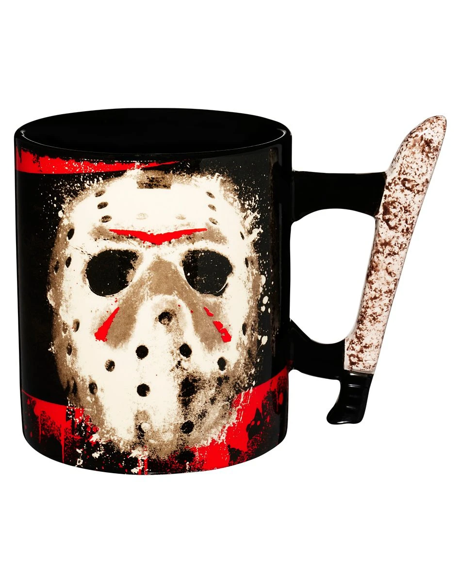 Spirit Halloween Molded Machete Handle Jason Voorhees Coffee Mug 20 oz. - Friday the 13th 3 Spirit Halloween Molded Machete Handle Jason Voorhees Coffee Mug 20 oz. - Friday the 13th