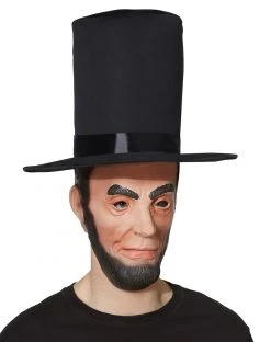 Spirit Halloween Adult Abe Lincoln Full Mask with Hat -MELONHALLOW Sales 07390719 c