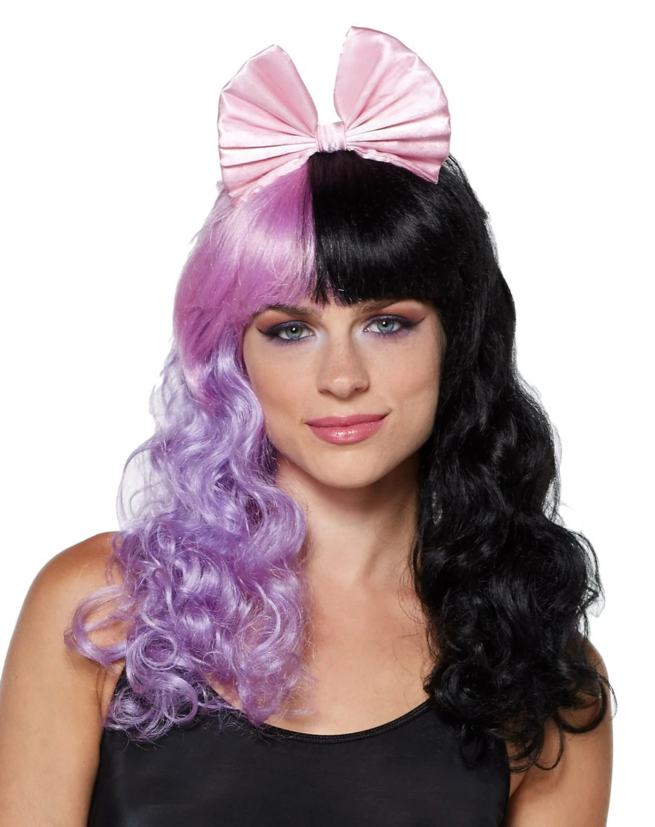 Spirit Halloween Black and Purple Bow Wig 3 Spirit Halloween Black and Purple Bow Wig